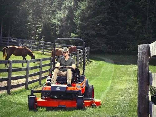 Mower and horses