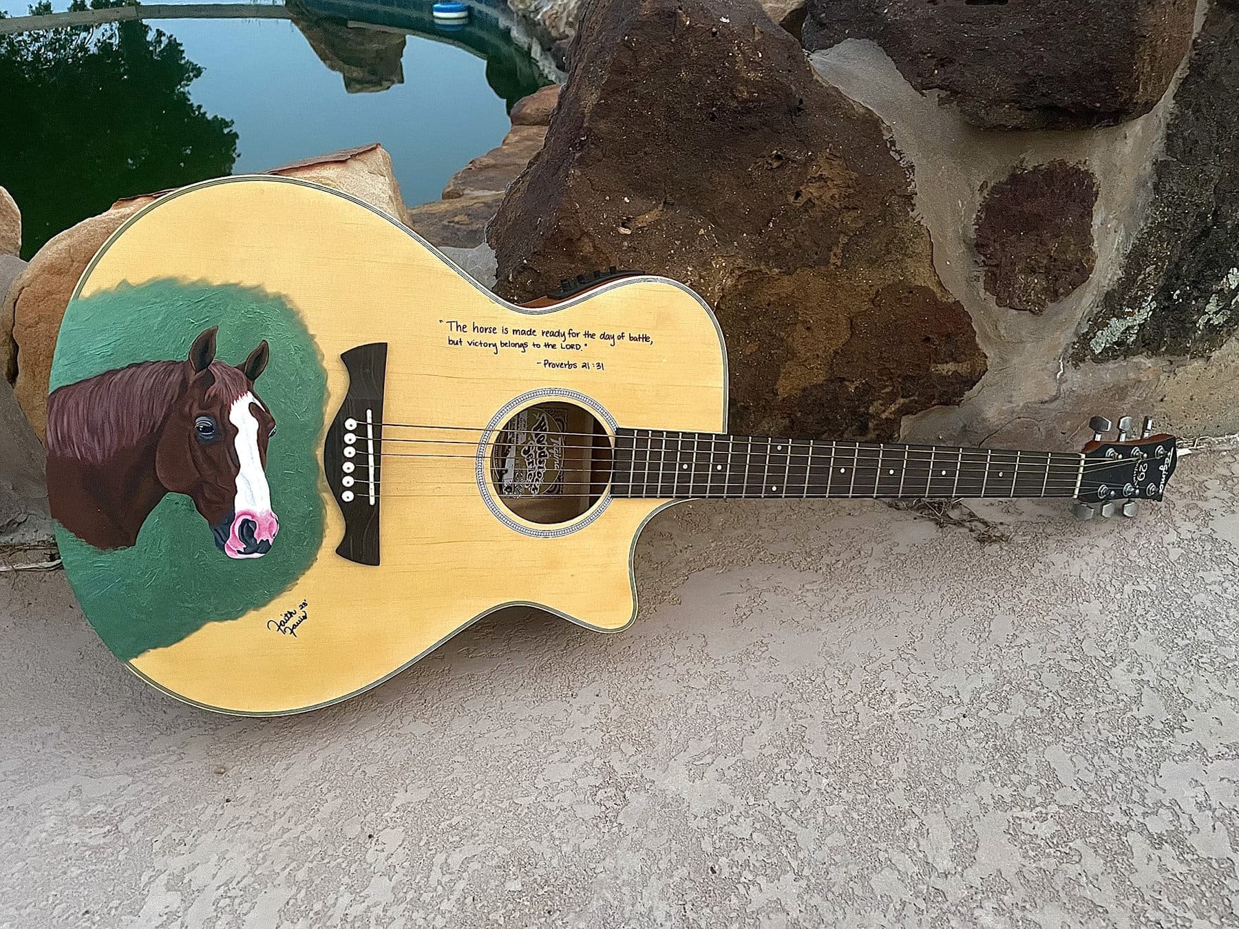 Horse painted on guitar