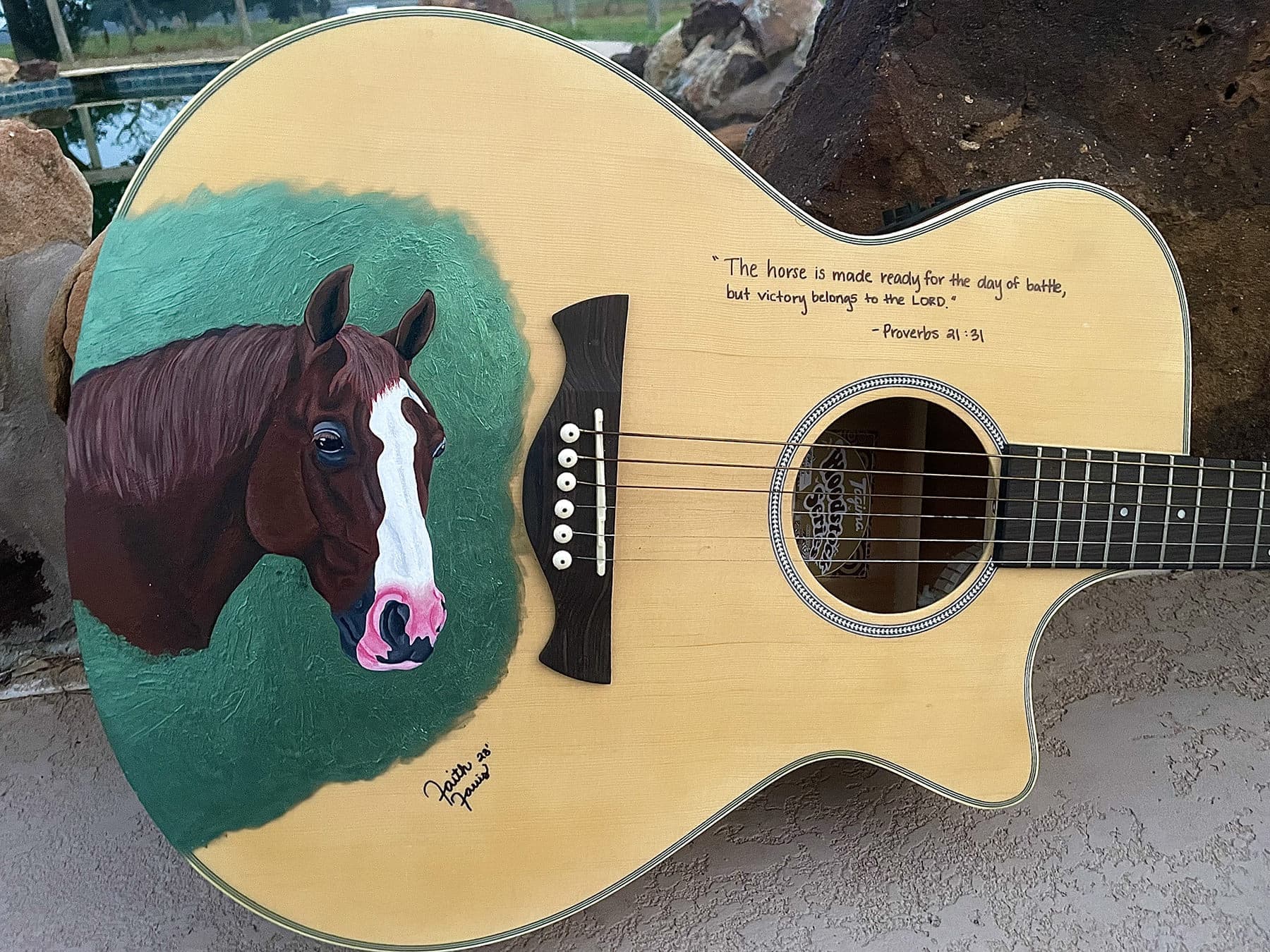 Horse painted on guitar