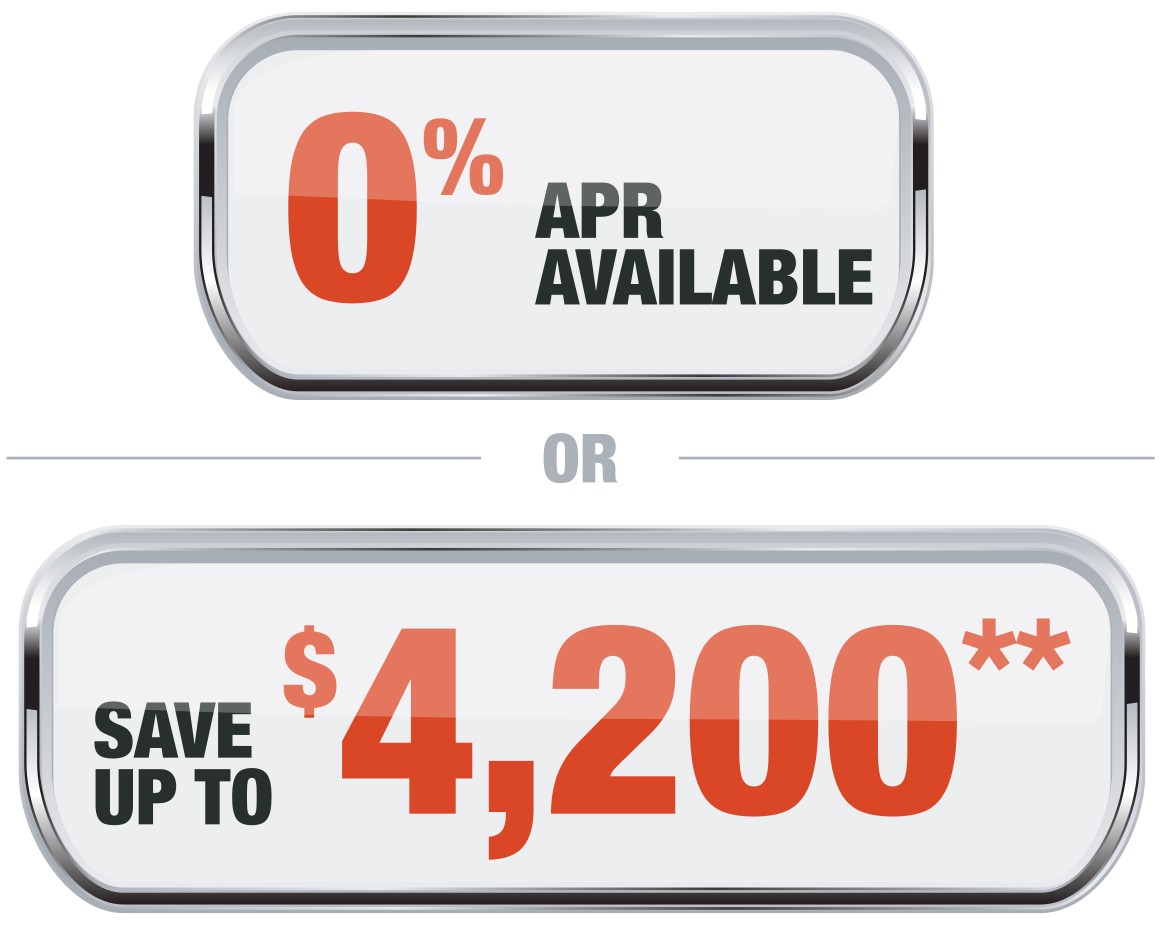 0% apr available or save up to 4200 offer badge